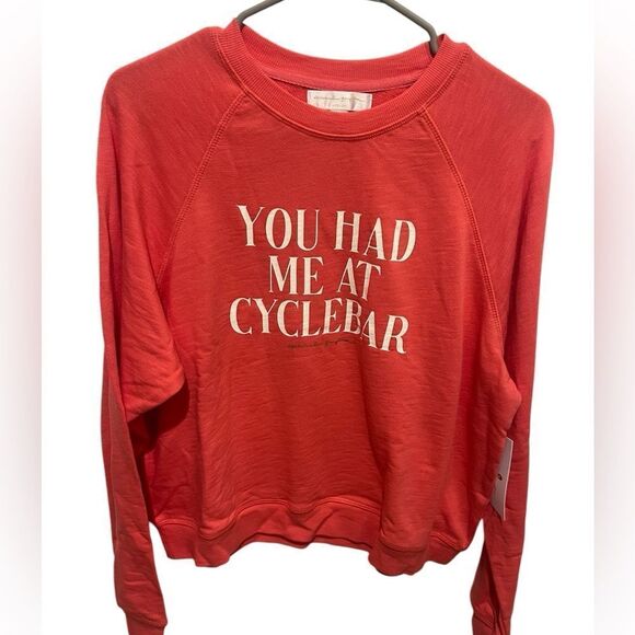 NWT‎ spiritual gangster women sweatshirt sz medium coral you had me at cycle bar - Picture 1 of 5